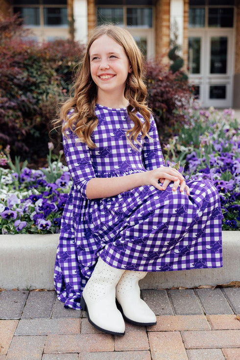 tcu-plaid-frog-3-4-sleeve-pocket-twirl-dress Mila & Rose - Sophia's Style-10